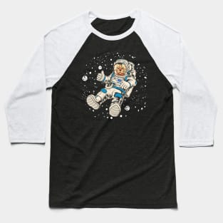 Floating Cat in Space - Fun Space Cat Graphic Baseball T-Shirt